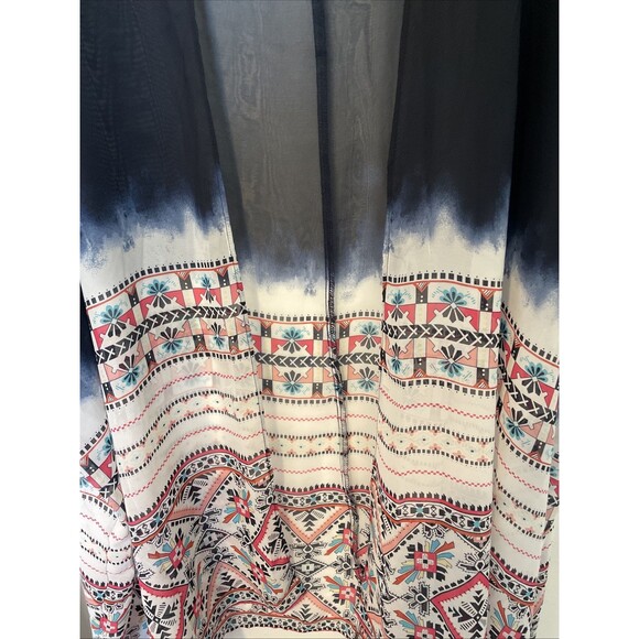 LANE BRYANT Plus Navy Ombre Boho Kaftan Kimono Cardigan Long Maxi O/S Sheer - Picture 3 of 6